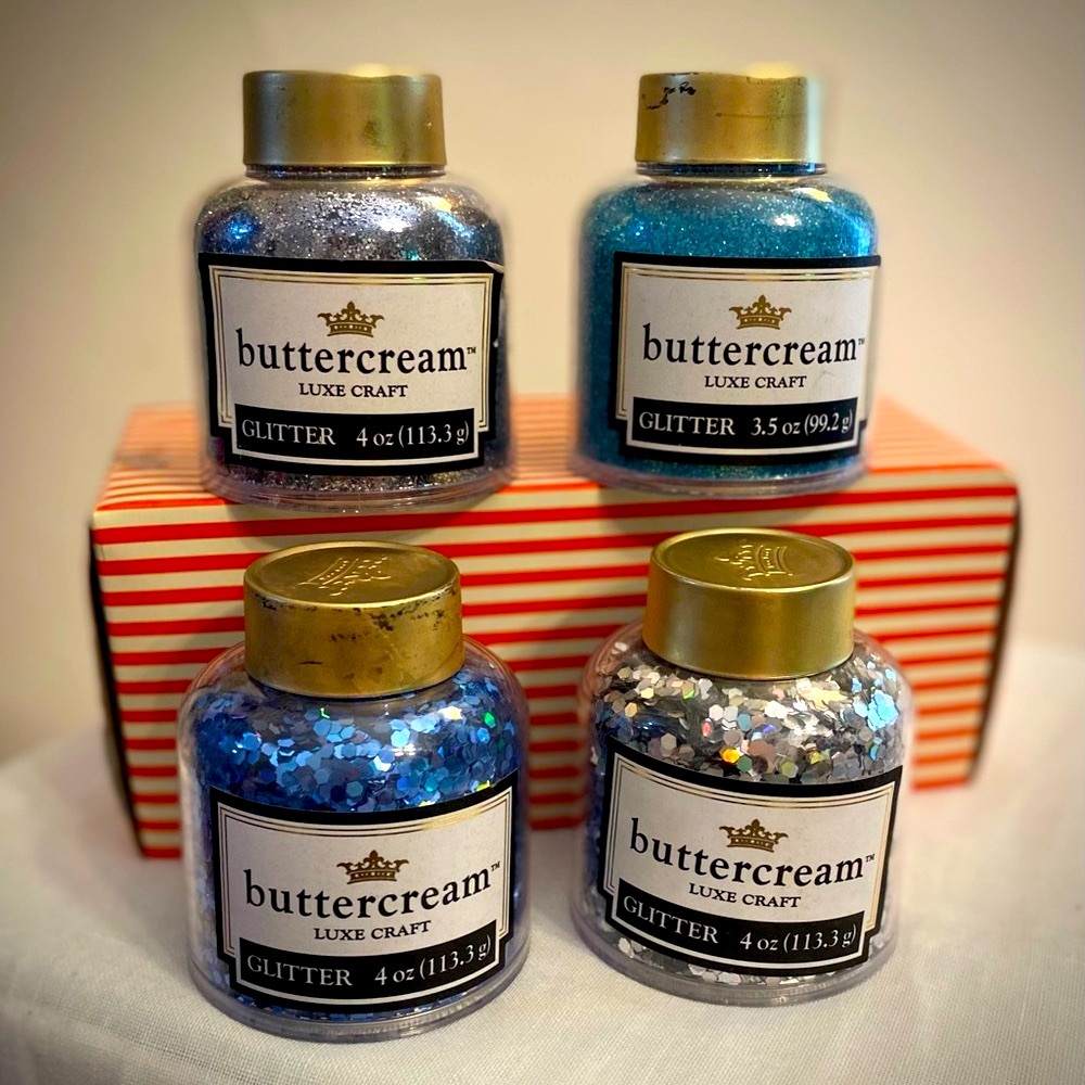 Glitter Set of 4 - Silver and Blue Large Jars